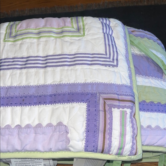 NEW Pottery Barn Kids Katie Patchwork Bumper Crib Purple Green White Baby Girl - Picture 4 of 10